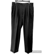 Haggar Q Mens 35W x42L Black Cuffed Leg Pleated Front Contrast Trim Dres... - $21.95