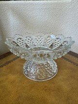 Vtg Clear Pressed Glass Hobnail Pedestal Candy Compote Dish Bowl Gift Sh... - €31,01 EUR