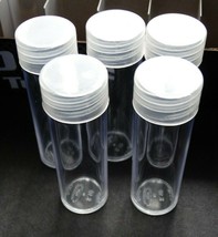 Lot of 5 BCW Dime Round Clear Plastic Coin Storage Tubes w/ Screw On Caps - £5.89 GBP