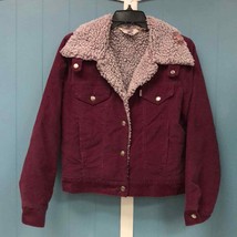 Vtg 70’s Levi’s corduroy burgundy trucker jacket juniors size S-M Boa brown tag - £128.24 GBP
