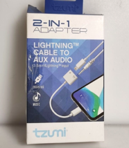 Tzumi 2-in-1 Cable to Headphone Aux Audio and Charger Adapter 3.5mm White 7486HD - £7.52 GBP