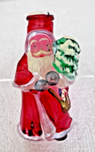 World Christmas Ornament Santa Tree Glass Light Cover Hand Painted Stick... - $12.38