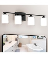 27.6&quot; 4-Light Matte Black Bathroom Vanity Light Dimmable Modern LED w/ B... - $907.55 MXN