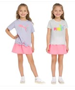Puma Girls Boys Top T-Shirt Skort Purple Pink Multicolor 3-Piece Active - $58.99 CAD