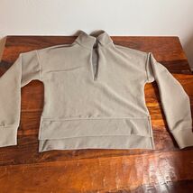 Calia Womens Medium Ribbed Quarter Zip Pullover Taupe Grey High Low Mock... - $21.78