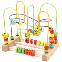 Bead Maze Toy For Toddlers Wooden Colorful Abacus Roller Coaster Educational Cir - £31.16 GBP
