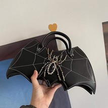 Dark Rhinestone Spider Bat Shape Crossbody Bag Goth Women Handbag and Purse Hand - $60.90