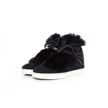 Gianvito Rossi Black Inuit fur-trimmed Suede High Top Sneakers sz 40/9.5-10 - $269.99