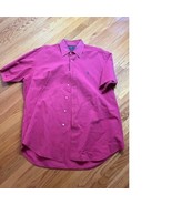 90s Ralph Lauren Blaire Short Sleeve Button Down Shirt Cotton Casual Pin... - $25.35 CAD