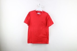 Vtg 90s Hanes Beefy Mens Large Distressed Blank Pocket T-Shirt Cotton Red USA - £27.65 GBP