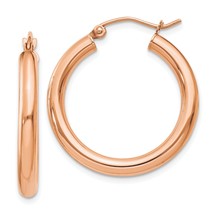 14K Rose Gold Hoop Earrings Polished Ear Jewelry 28mm x 25.4mm - £114.96 GBP