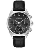 Bulova Men's Sutton Hpq Chronograph Black Leather Watch 41MM 96B371 - $295.00