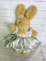 VTG TL Toys Bunny Rabbit Floral Dress Bow Plush Stuffed Animal Toy Tan Brown - £59.35 GBP