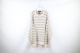 Vtg 90s Eddie Bauer Mens Large Distressed Heavyweight Cotton Knit Sweater USA - £46.56 GBP