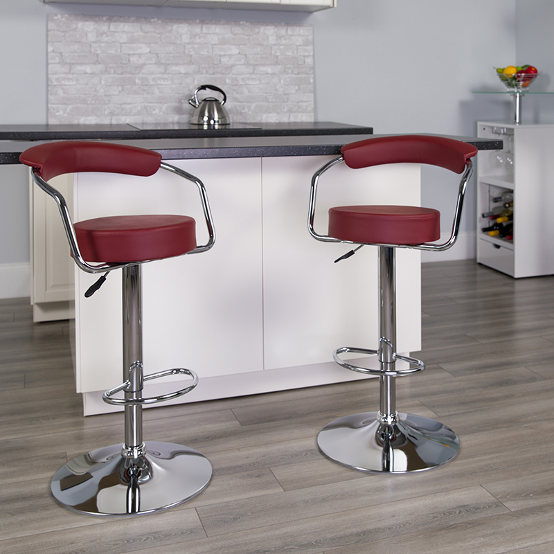 Burgundy Vinyl Barstool CH-TC3-1060-BURG-GG