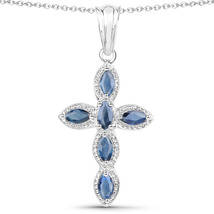 Genuine Blue Sapphire .925 Sterling Silver Pendant - £62.48 GBP