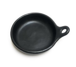 Vintage Saute Pan Black Clay Diameter 9 &quot; Made in La Chamba Tolima Colombia  Gif - £55.86 GBP