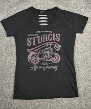 STURGIS Top Women Medium Black Hills Motorcycle Rally Double Sided Bling... - £17.42 GBP