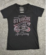 STURGIS Top Women Medium Black Hills Motorcycle Rally Double Sided Bling... - £17.42 GBP