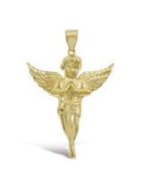 10k Yellow Gold Praying Angel Pendant Charm 2.4&quot; - £353.86 GBP