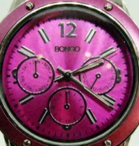 Woman Watch Bongo Accutime Hot Pink Silicon Buckle Band Girl New Battery - $16.57