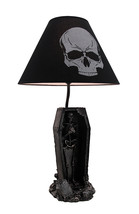 Zeckos The Gloaming Skeleton in a Coffin Table Lamp and Fabric Skull Shade - £55.38 GBP