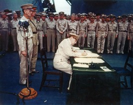 General Douglas MacArthur signs Surrender of Japan 1945 WWII Photo Print - $8.81+