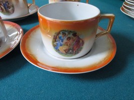 Zsolnay Hungary 6 CUPS/SAUCERS Dancing Greek Maidens Lusterware 1940s, - £197.25 GBP