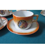 ZSOLNAY HUNGARY 6 CUPS/SAUCERS DANCING GREEK MAIDENS LUSTERWARE 1940s, - £198.32 GBP