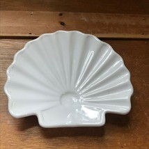 Gently Used White Ceramic Seashell Soap Dish – marked with H on bottom –  - $11.29