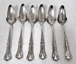 6 Antique 1905 Marcella Pattern Oneida Grapefruit Silverplate Spoons L M... - $39.11