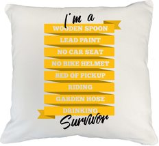 I&#39;m A Survivor. Funny Statement White Pillow Cover For A Single Man, Mal... - $24.74+