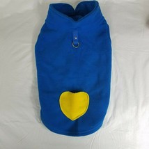 Fleece Pullover Dog Pet Shirt Blue Yellow Heart poop bags Size XL - £7.78 GBP