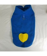 Fleece Pullover Dog Pet Shirt Blue Yellow Heart poop bags Size XL - £7.82 GBP