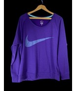 Nike Sweatshirt Size Large Womens Purple Large Swoosh Scoop Neck Knit Pu... - $48.21 CAD