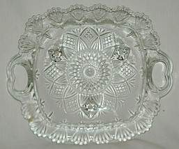 Candy Dish Scalloped Fan Edge 3 Footed Clear Glass Heavy Bowl Vintage Fl... - $36.62
