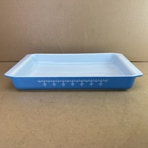 Vtg Pyrex Snowflake Blue Glass #933 Rectangle Lasagna baking Dish 8.75&quot;x 13.5&quot; - £63.00 GBP