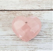 Faceted Pink Heart Pendant Rose Quartz (No Chain Included) - $13.99