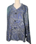 Women's Notations Black and Blue Paisley Lightweight Jacket Size XL with Stretch - $13.99