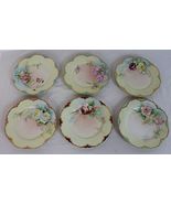 ANTIQUE SET OF 6 1909 HAVILAND ROSE PAINTED DECORATIVE PLATES SIGNED DH3367 - $224.95