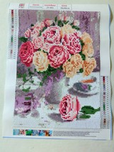 Diamond Art Painting COMPLETED HANDMADE FLOWER BOUQUET  Canvas 12” x 16&quot; - £29.46 GBP