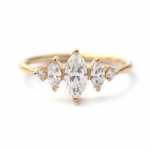 Art Deco 1/2Ct Marquise Cut LC Moissanite 5-Stone Engagement Ring 925 Silver - £66.48 GBP