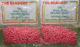 4mm ROUND BEADS THE BEADERY PLASTIC ROSE QUARTZ 2 PACKAGES 1,160 COUNT - £3.14 GBP