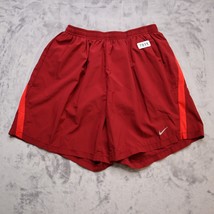 Nike Shorts Mens M Red Lined Swim Trunks Drawstring Stretch Waist Athletic - $21.76