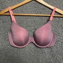 Victoria Secret Uplift Semi Demi Push Up Bra Purple Pink Plunge Underwire 32D - £17.81 GBP