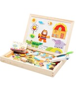 Wooden Montessori Magnetic Kids Educational Puzzle Toy Whiteboard Chalkb... - £12.60 GBP