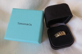 1995 Tiffany &amp; Co. 18k Gold Vannerie Basket Weave Wide Band Ring Size 6.75~Mint - £945.12 GBP