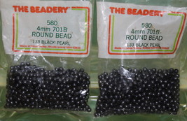 4mm ROUND BEADS THE BEADERY PLASTIC BLACK PEARL 2 PACKAGES 1,160 COUNT - $3.99