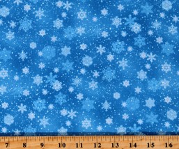 Cotton Snowflakes Winter Blizzard Snow Cotton Fabric Print by the Yard D405.44 - £9.55 GBP