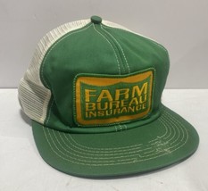 Vintage Farm Bureau Insurance Patch Hat K-Products 1980&#39;s Trucker Cap Fa... - $27.71